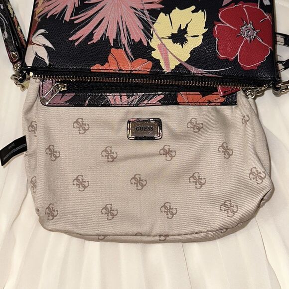 GUESS Small Black Floral Hummingbird Print Leather Crossbody Bag Purse - Picture 16 of 16